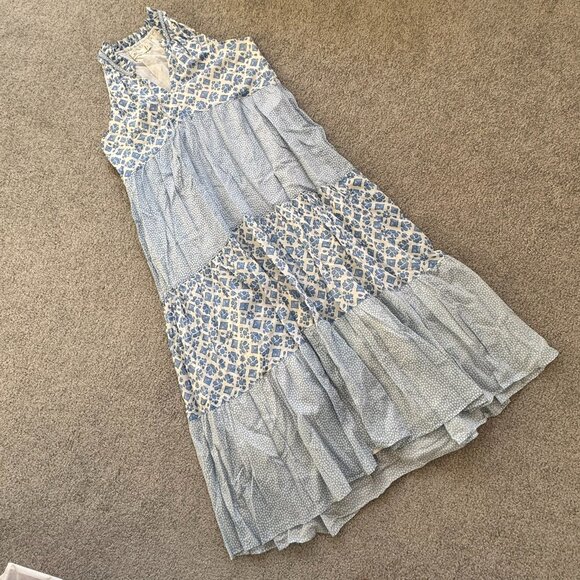 Vineyard Vines 100% Cotton Light Flowy Maxi Dress Floral Geometric Summer SMALL - Picture 2 of 12